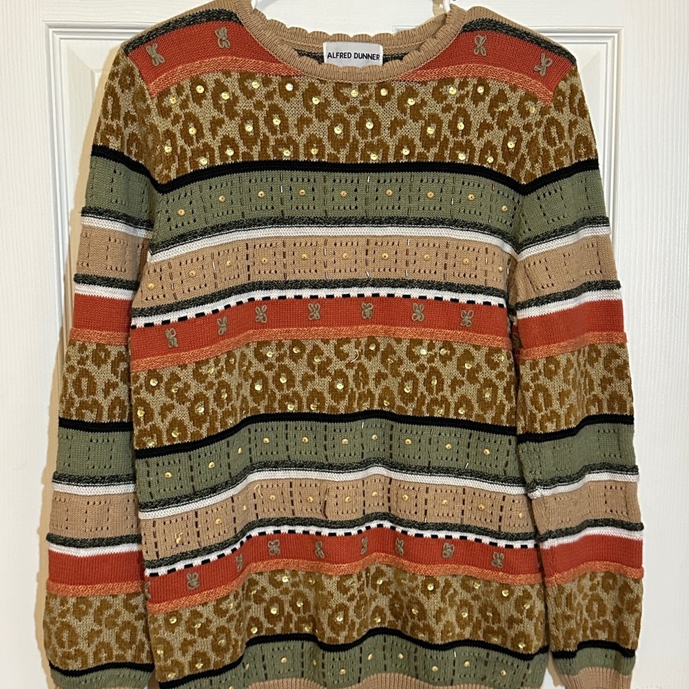 Alfred Dunner Earthy Tones Patterned Sweater